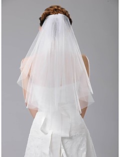 Bridal Veil Double-Tiered Plain Edge - 22/24 -  Diamond White