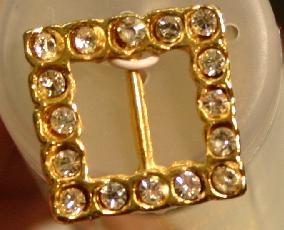 #w0920311 19mm (3/4 inch) Full Metal Fashion Button - Gold Rhinestones