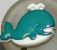 #251053 18mm Novelty Button by Dill - Teal Whale