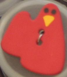 #251536 20mm (3/4 inch) Novelty Button by Dill - Red Bird
