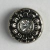 #330600 11mm (4/9 inch) Antique Silver Nylon Fashion Button With Rhinestones by Dill