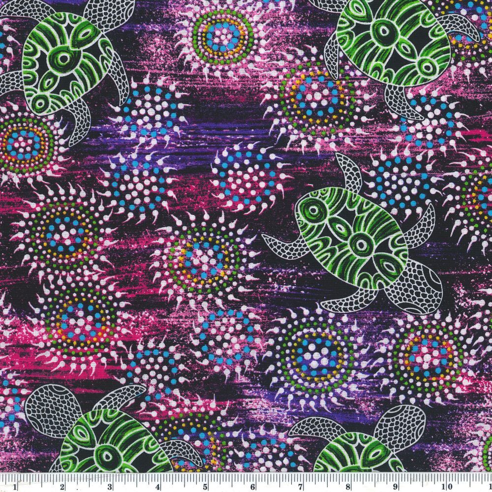 Aboriginal Australian Fabric - 100% Cotton - Sea Dreaming Purple