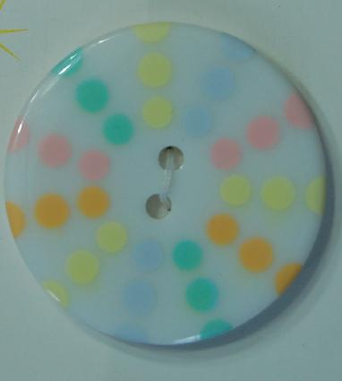 #3219 Confetti Buttons - 1 3/8 inches Round Button - White with Spots