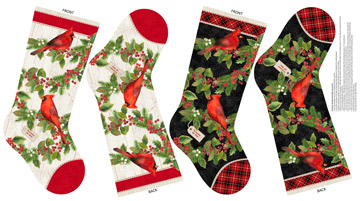 Cardinal Woods Christmas Stocking Panel 100% Cotton Fabric by the Yard - 22844-11 Cardinal Woods Christmas Stocking Panel 100% Cotton Fabric by the Yard - 22844-11