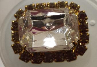 Dazzling Rectangular Rhinestone Button Crystal with Gray- 1 inch by 3/4 inch - #Daz0027