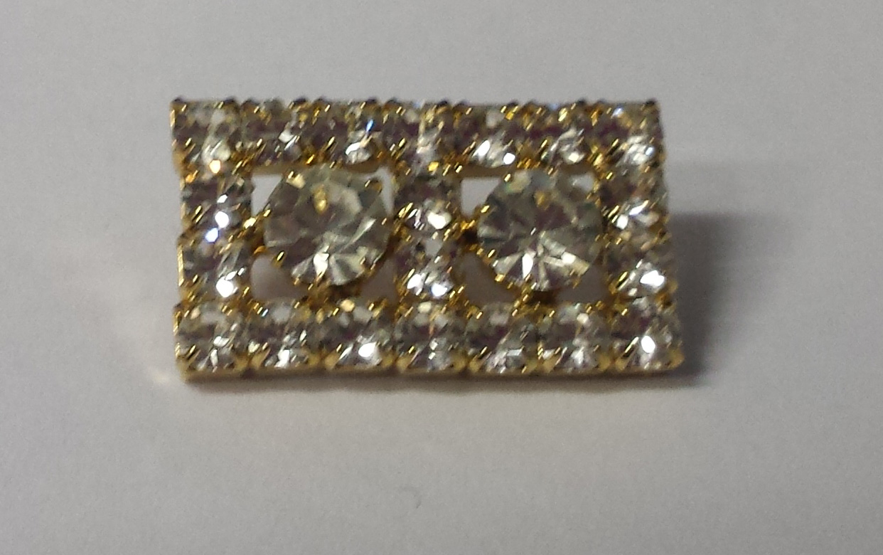 Dazzling Rectangular Rhinestone Button Crystal with Gold Backs - 1 1/4 inch by 1/2 inch #Daz0035