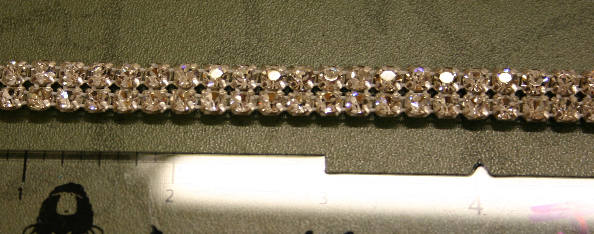 Bling Bling Trim - Double Rows of Crystals w Silver Backing on Mesh Tape - By the Yard